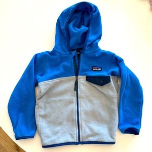 Patagonia boys blue and gray microfleece jacket used good condition size 3t